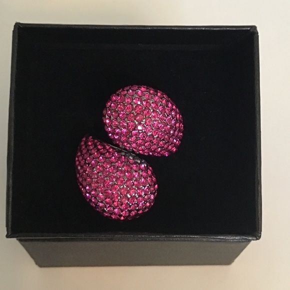 Fabulous Joan Boyce fuchsia pink crystal pave cocktail ring size 6 - Picture 3 of 6